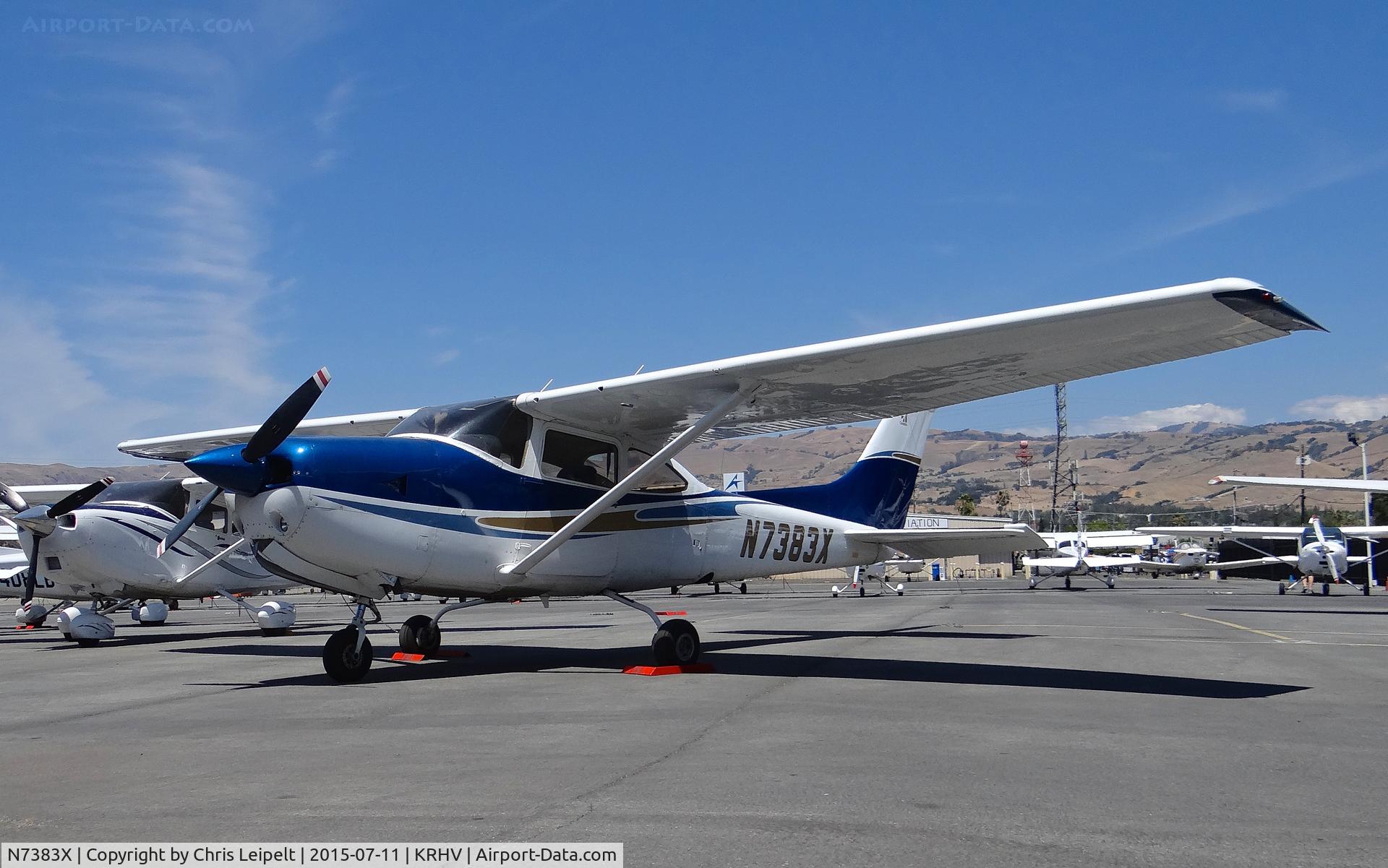 N7383X, 1977 Cessna R182 Skylane RG C/N R18200094, A locally based 1977 Cessna 182RG getting maintenance done at Trade Winds at Reid Hillview Airport, CA.