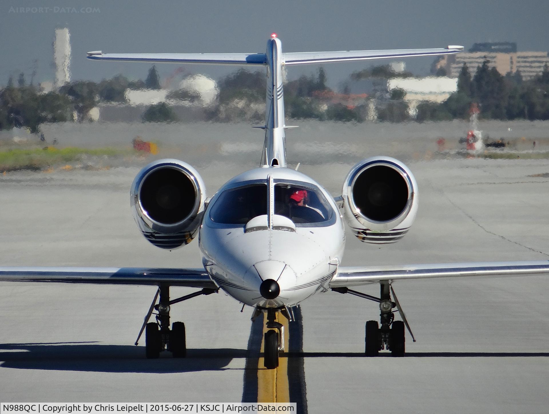 N988QC, 1981 Gates Learjet 35A C/N 455, A transient 1981 Learjet 35A (MED AIR LLC -WILMINGTON, DE) taxing out for departure at San Jose International Airport, CA.