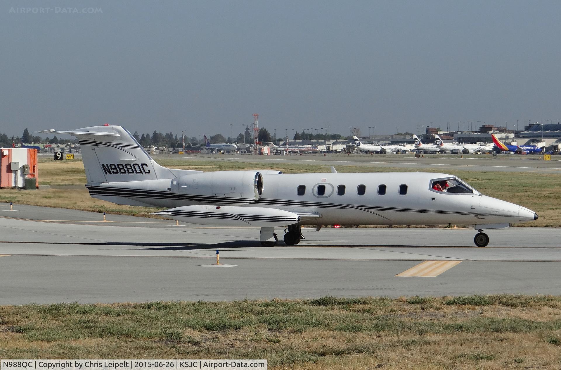 N988QC, 1981 Gates Learjet 35A C/N 455, A transient 1981 Learjet 35A (MED AIR LLC -WILMINGTON, DE) taxing out for departure at San Jose International Airport, CA.