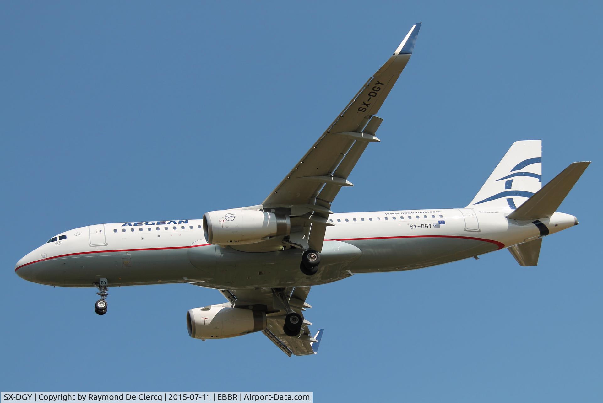 SX-DGY, 2015 Airbus A320-232 C/N 6611, Former test reg. F-WWDM. SX-DGY landing at Brussels Airport.