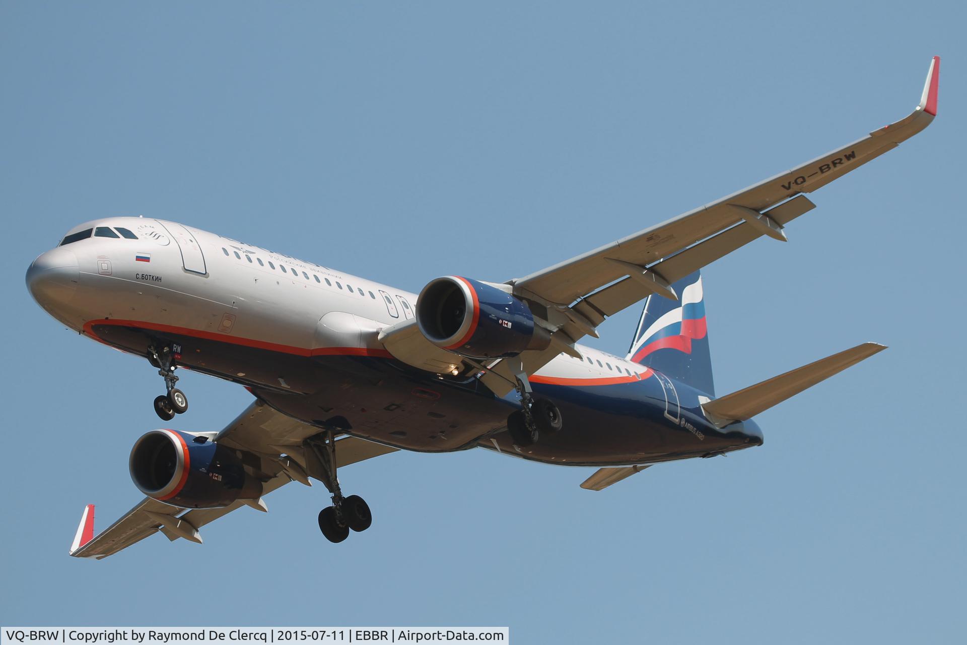 VQ-BRW, 2014 Airbus A320-214 C/N 5974, Landing at Brussels Airport on 25R.
