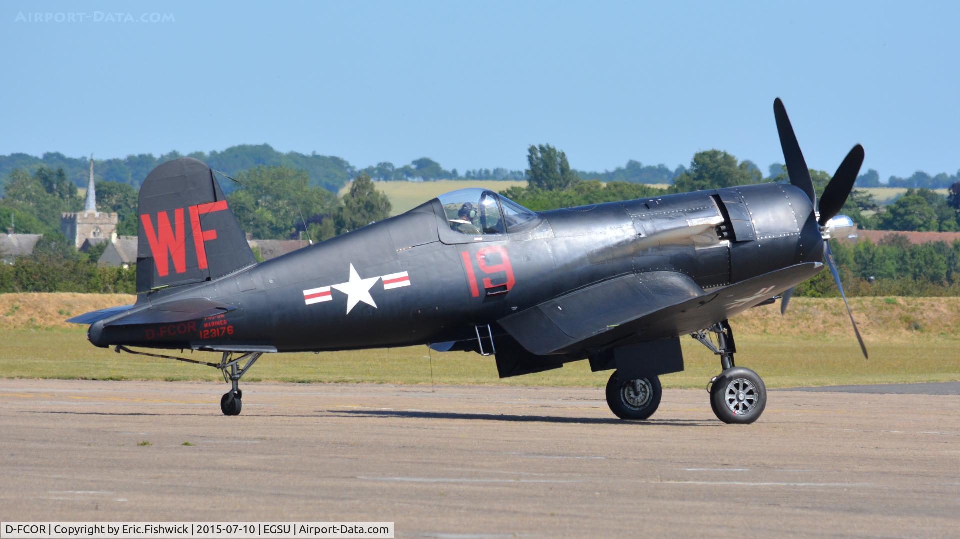 D-FCOR, 1950 Vought F4U-5NL Corsair C/N 124541, 2. D-FCOR preparing for The Flying Legends Air Show, July 2015.