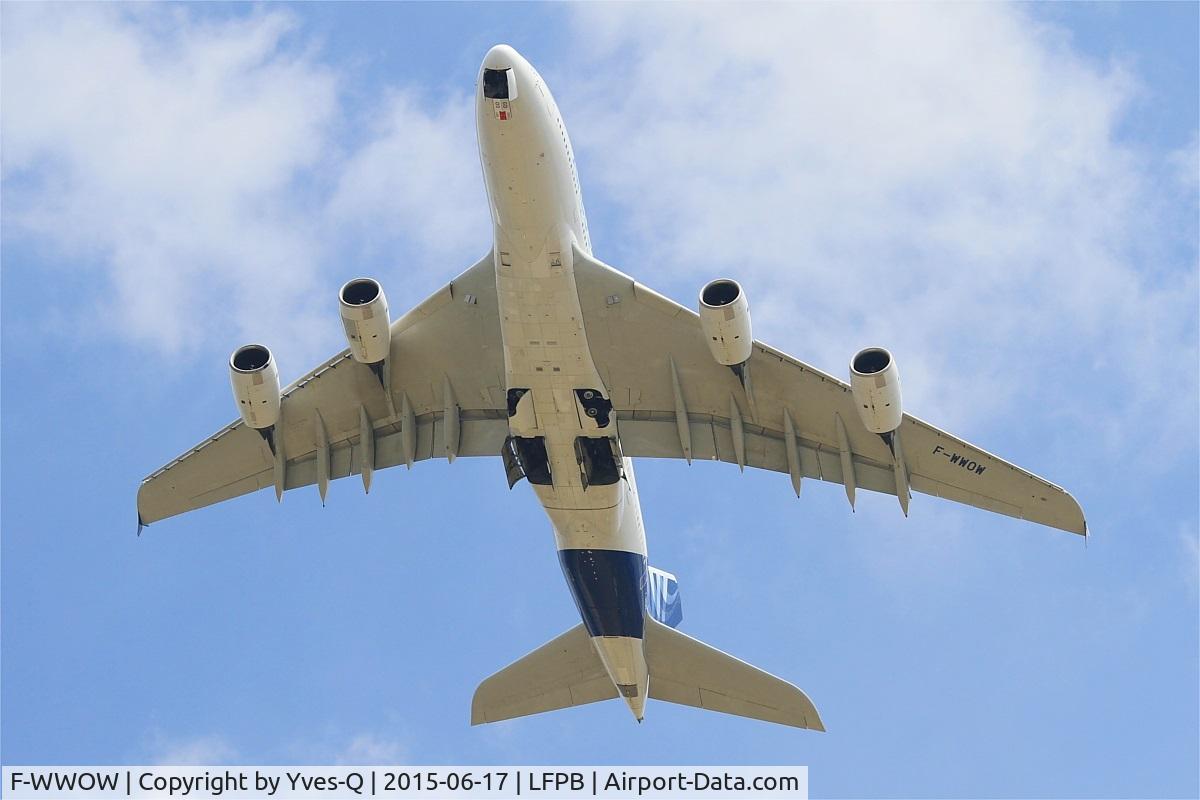 F-WWOW, 2005 Airbus A380-841 C/N 001, Airbus A380-841, Take off rwy 25, Paris-Le Bourget (LFPB-LBG) Air show 2015