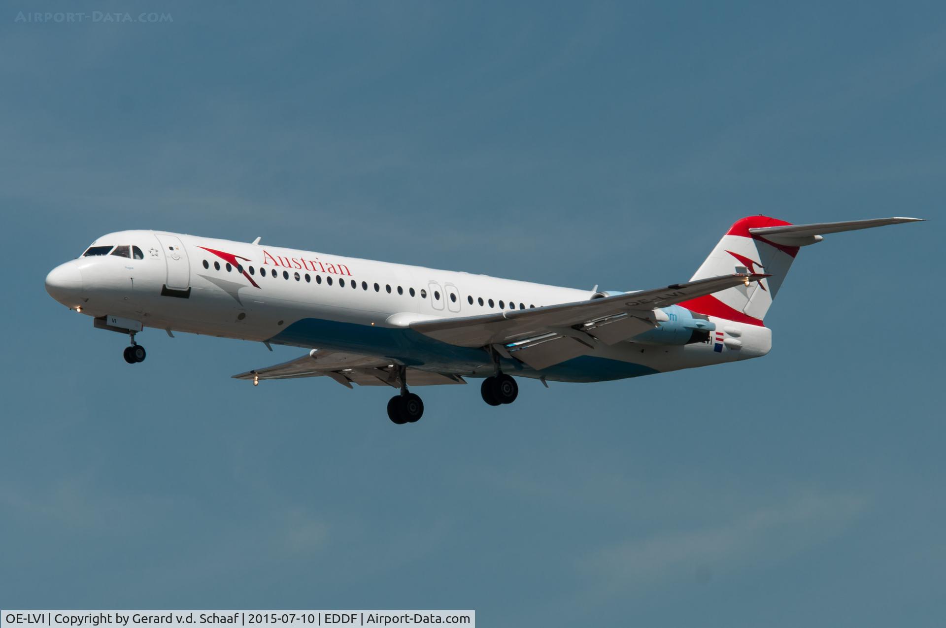 OE-LVI, 1993 Fokker 100 (F-28-0100) C/N 11468, Frankfurt, July 2015