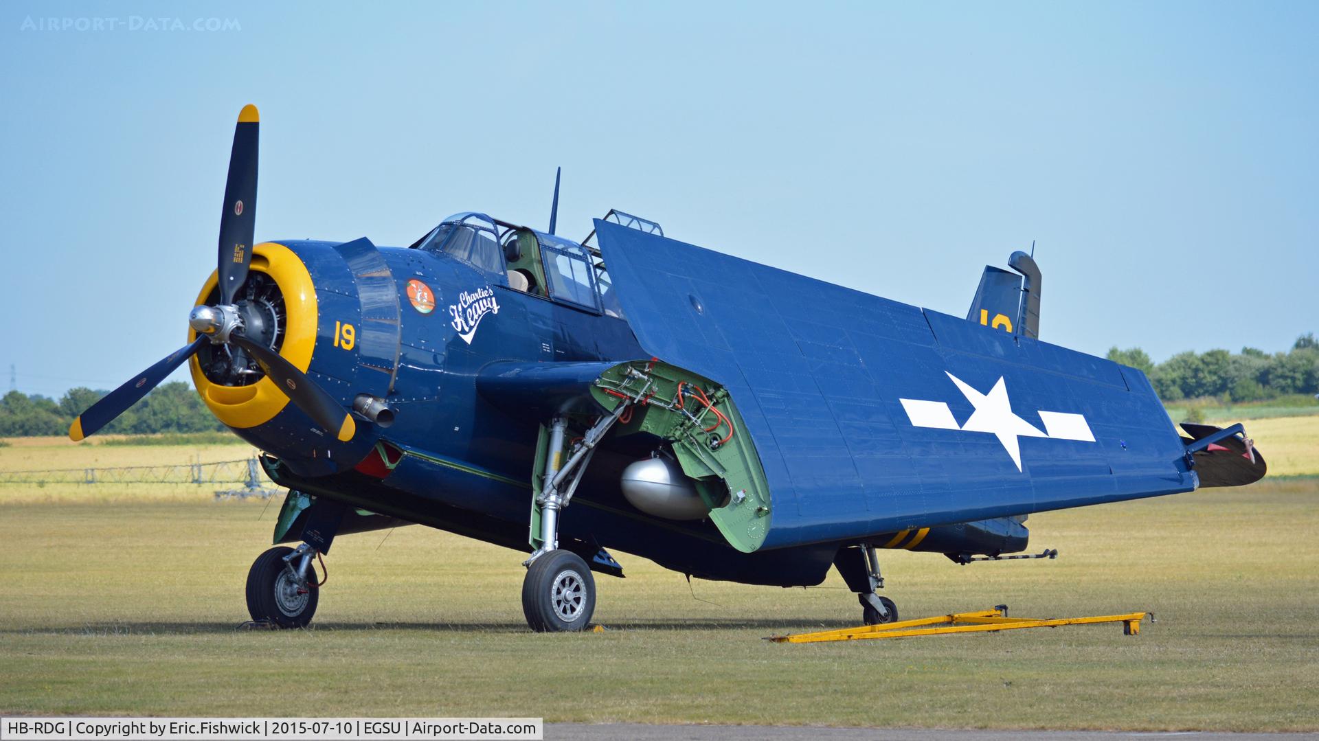 HB-RDG, 1945 Grumman TBM-3R Avenger C/N 3381, 4. HB-RDG on the eve of Flying Legends Air Show, Duxford - July 2015.