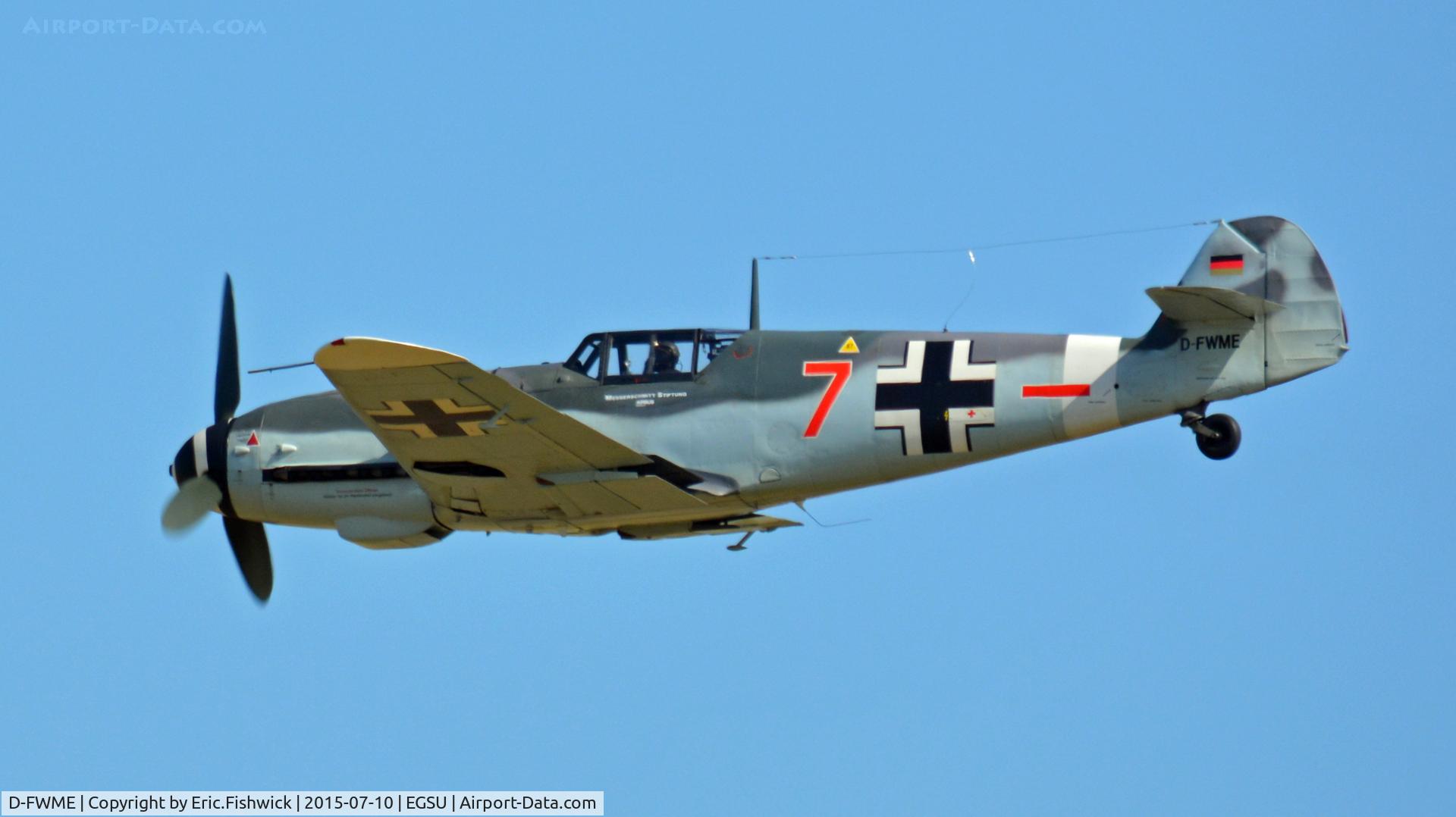 D-FWME, Messerschmitt Bf-109G-4 C/N 0139, 41. D-FWME on the eve of Flying Legends Air Show, Duxford - July 2015.