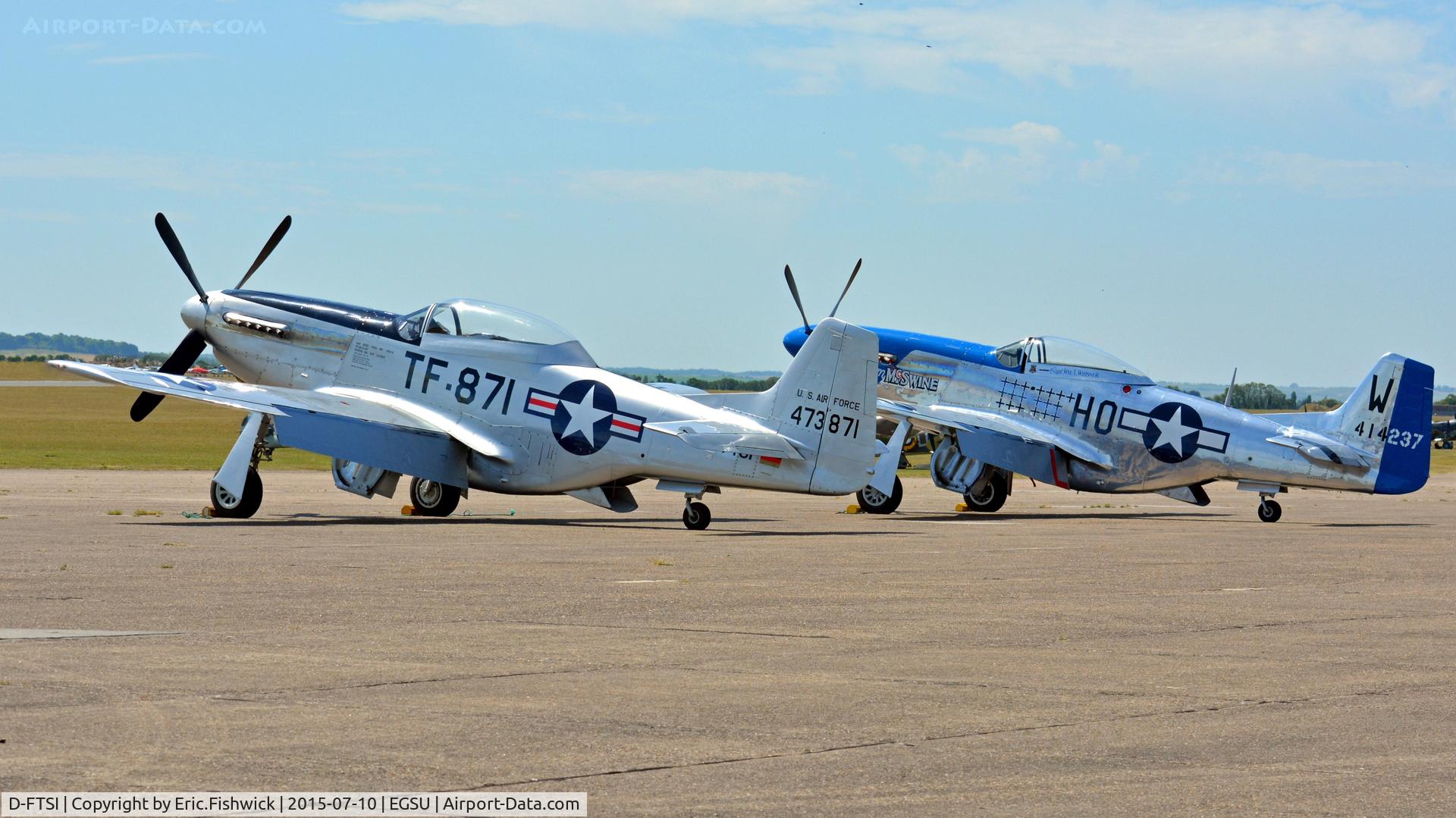 D-FTSI, North American TF-51D Mustang C/N 122-40411, 5. D-FTSI with 'Moonbeam,' ready for The Flying Legends Air Show, July 2015.