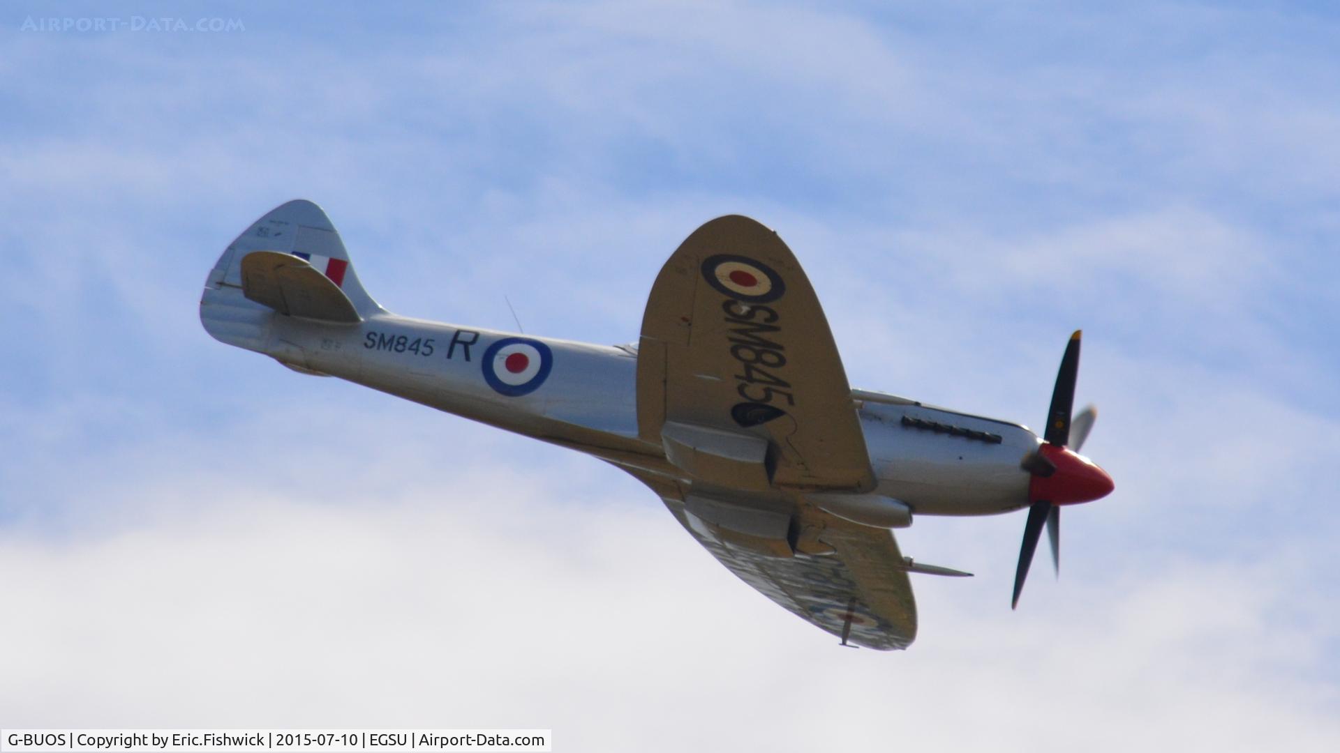 G-BUOS, 1945 Supermarine 394 Spitfire FR.XVIIIe C/N 6S/672224, 44. SM845 preparing for The Flying Legends Air Show, July 2015.