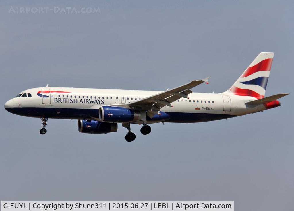 G-EUYL, 2011 Airbus A320-232 C/N 4725, Landing rwy 25R
