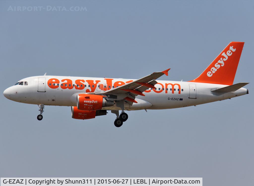 G-EZAZ, 2006 Airbus A319-111 C/N 2829, Landing rwy 25R