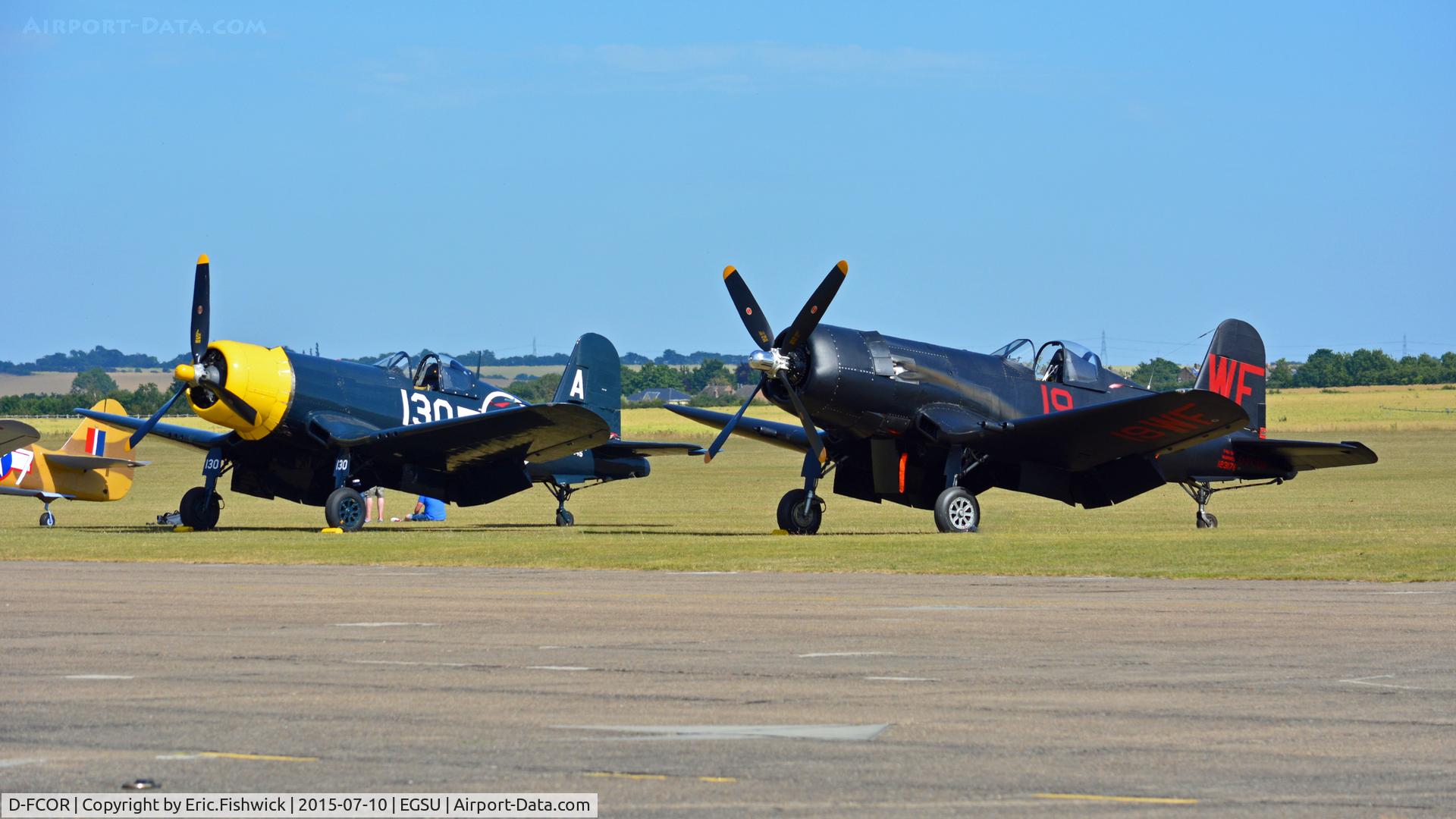 D-FCOR, 1950 Vought F4U-5NL Corsair C/N 124541, 5. D-FCOR - A pair of Corsairs ready for The Flying Legends Air Show, July 2015.