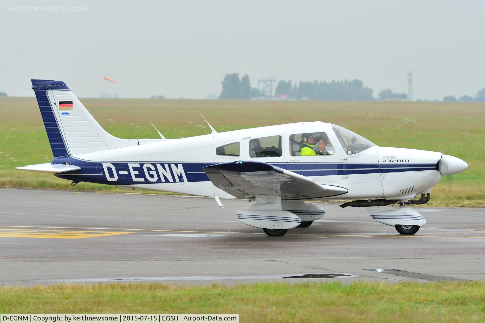 D-EGNM, 1982 Piper PA-28-181 Archer II C/N 28-8290010, Leaving Norwich.