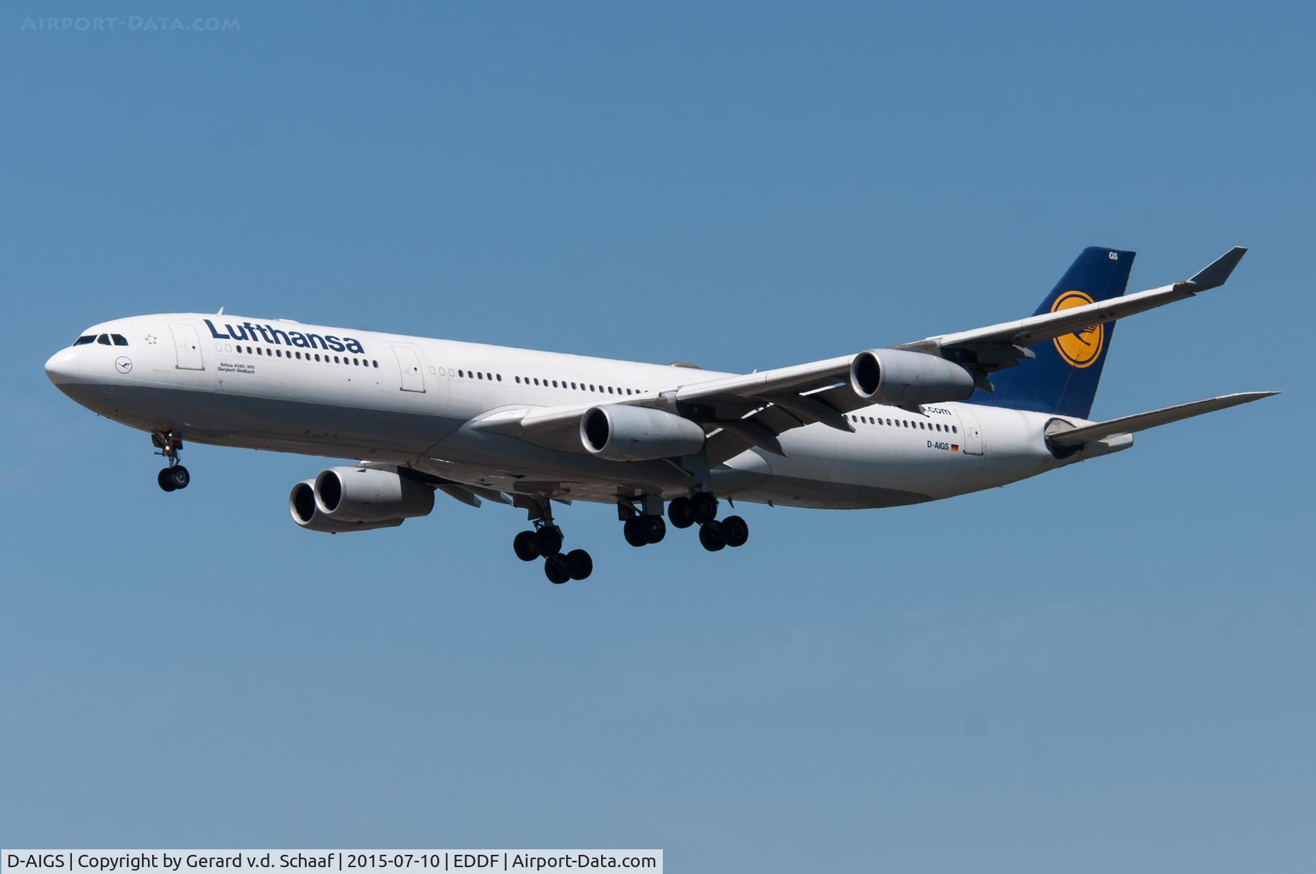 D-AIGS, 1999 Airbus A340-313 C/N 297, Frankfurt, July 2015
