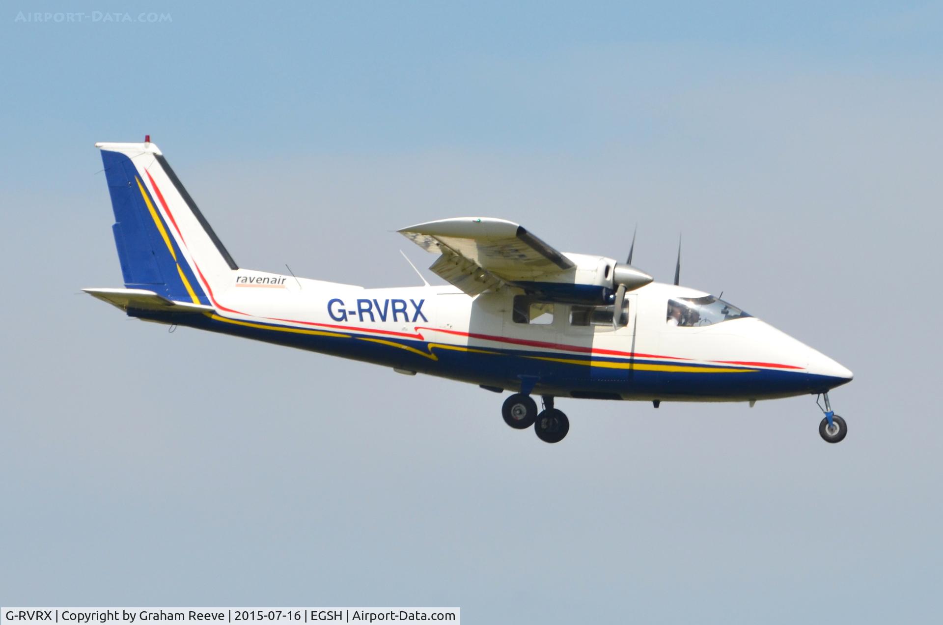 G-RVRX, 1977 Partenavia P-68B Victor C/N 62, Landing at Norwich.