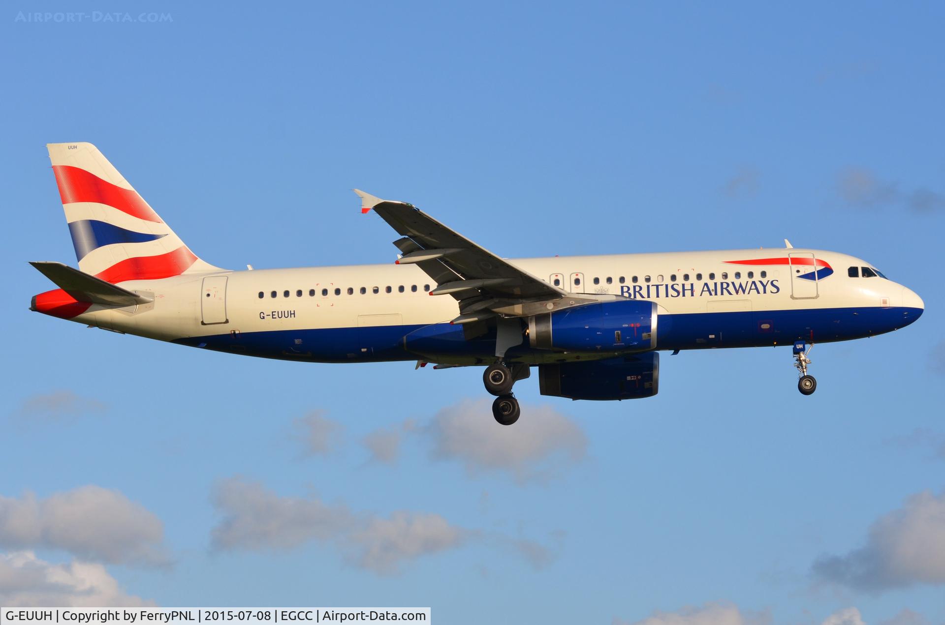 G-EUUH, 2002 Airbus A320-232 C/N 1665, BA A320 shuttle arriving from LHR.