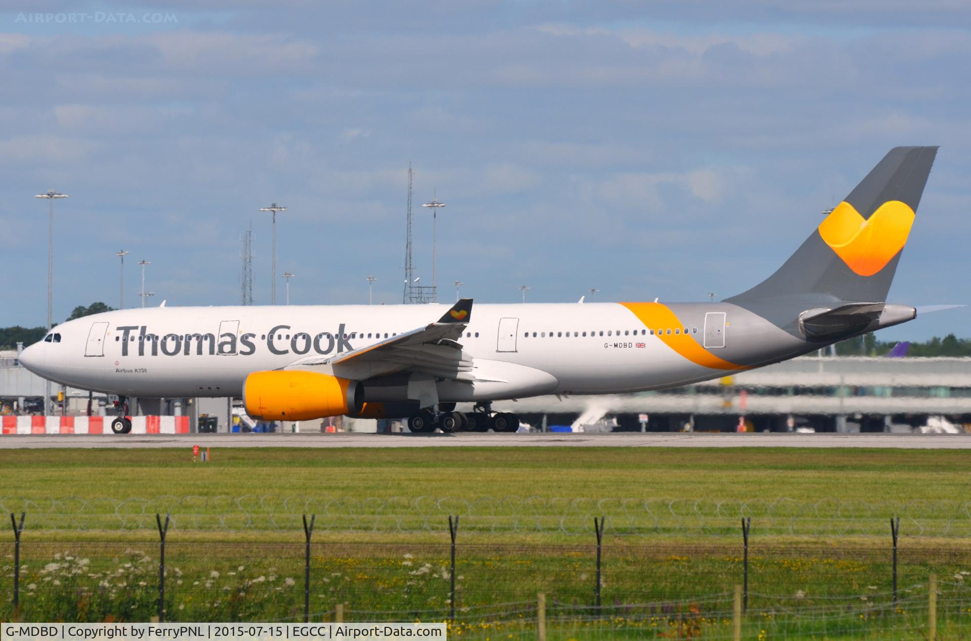 G-MDBD, 1999 Airbus A330-243 C/N 266, Thomas Cook A332 departing MAN in latest c/s