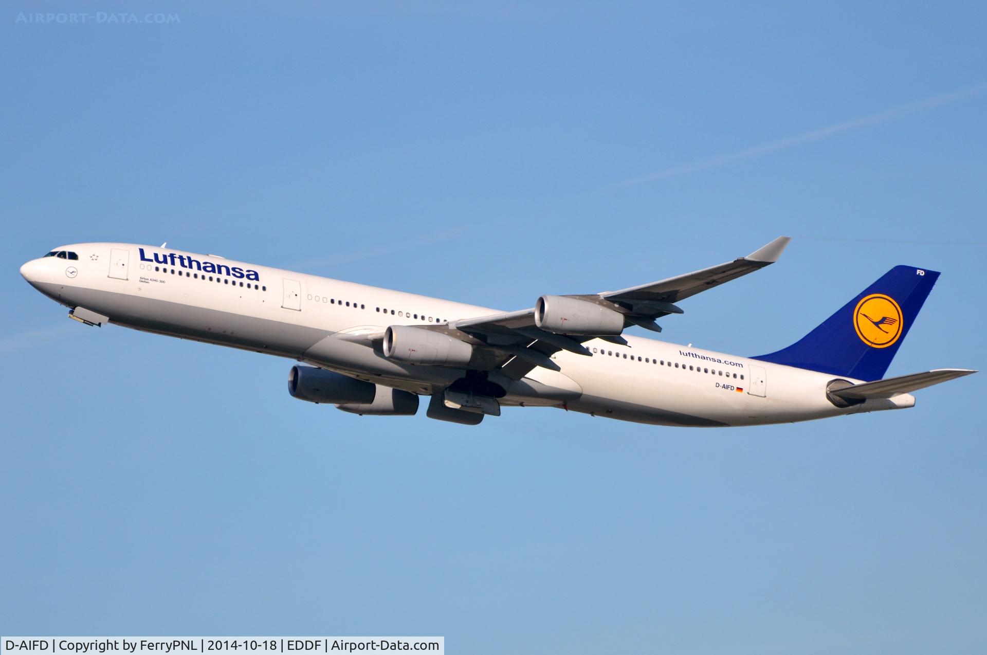 D-AIFD, 2001 Airbus A340-313X C/N 390, LH A343 departing FRA