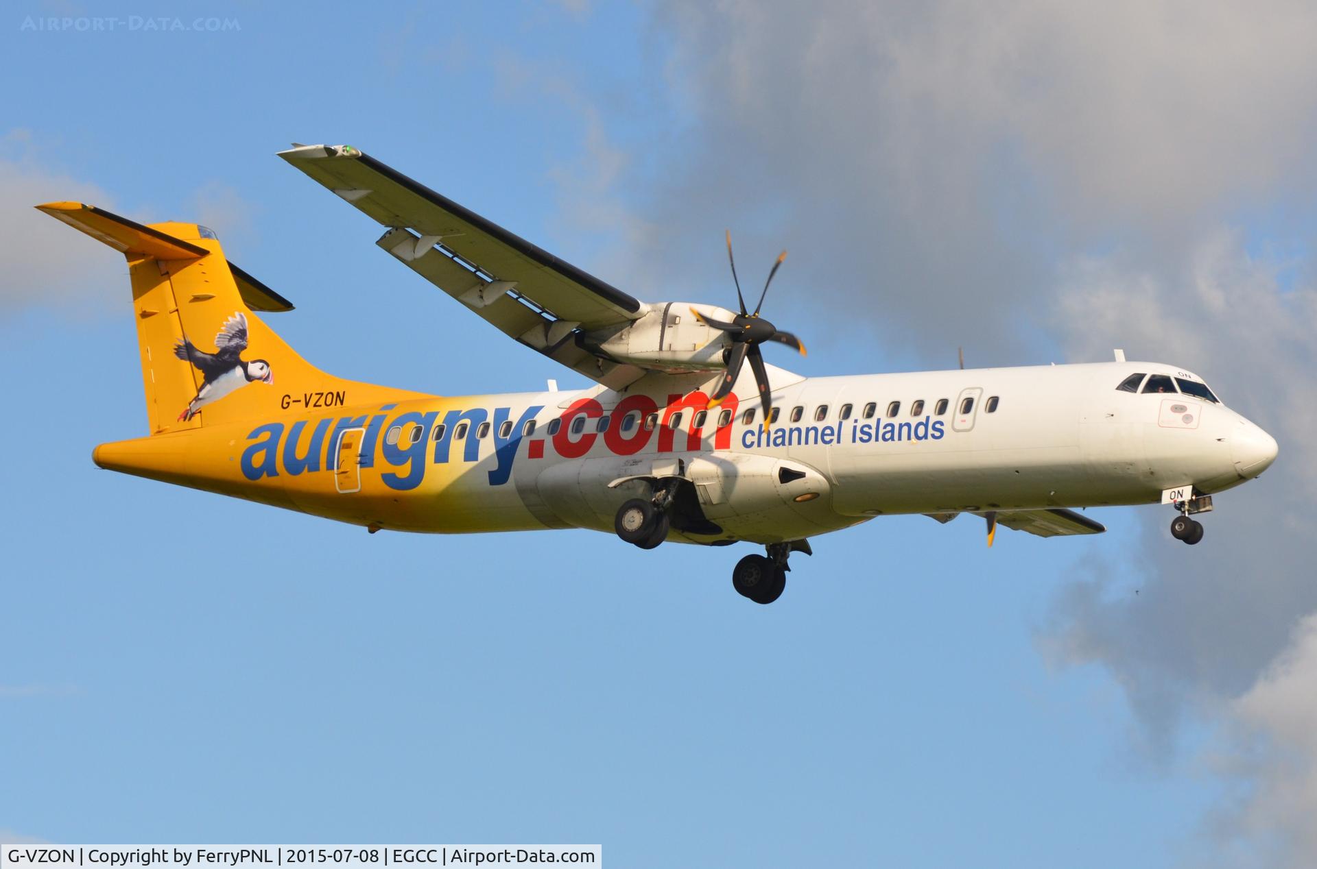 G-VZON, 2009 ATR 72-212A C/N 853, ATR72 arriving from Guernsey.