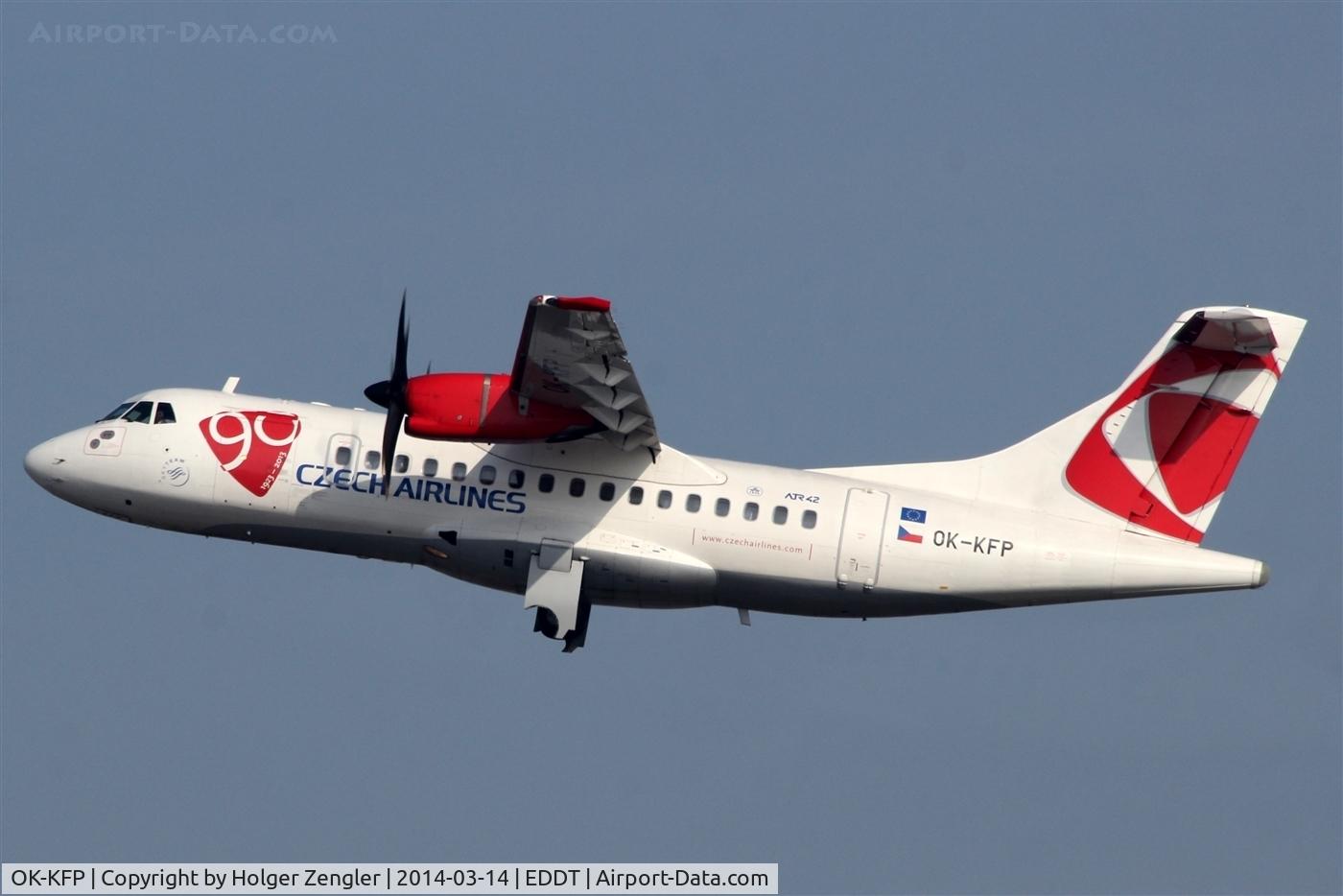 OK-KFP, 2000 ATR 42-500 C/N 639, Shuttle to Prague has left rwy 26R....