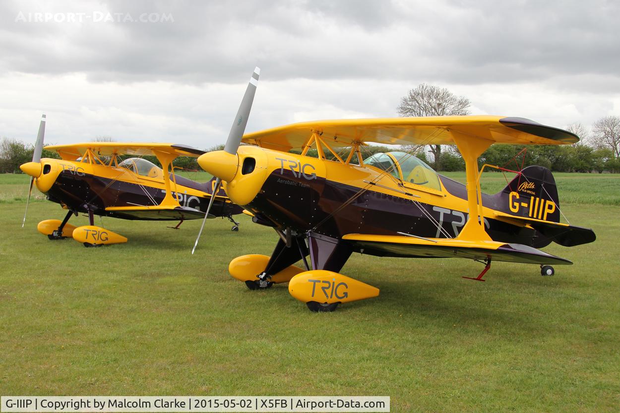 G-IIIP, 1984 Pitts S-1D Special C/N PFA 009-10195, Pitts S-1D Special G-IIIP together with G-PIII, the two aircraft of the Trig Aerobatic Team during a stopover for fuel at Fishburn Airfield, May 2nd 2015.