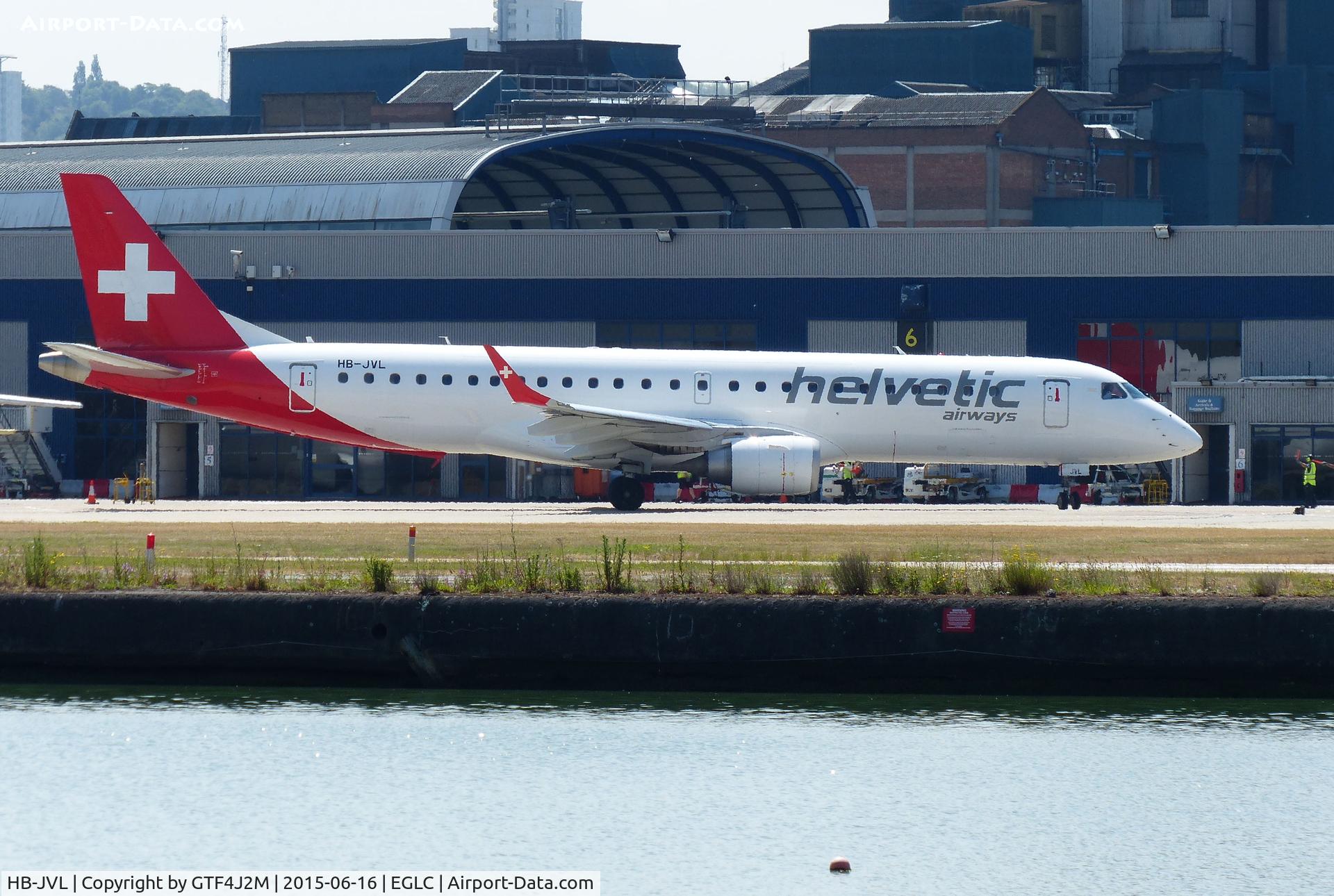 HB-JVL, 2010 Embraer E190 (ERJ-190-100) C/N 19000354, HB-JVL  of Helvetic AW at London City 16.6.15
