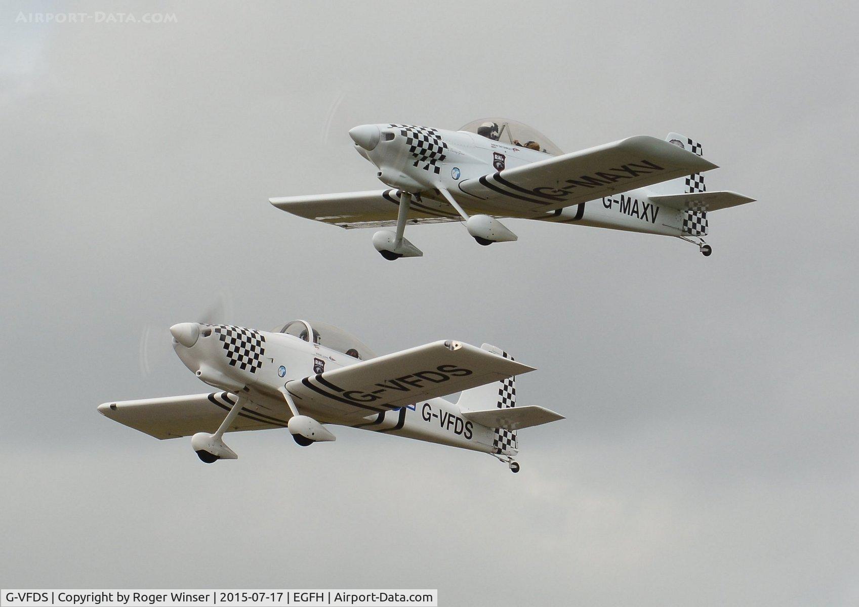 G-VFDS, 2012 Vans RV-8 C/N PFA 303-14637, Ravens 1 and 2 of Team Raven in a formation take-off led by G-MAXV.