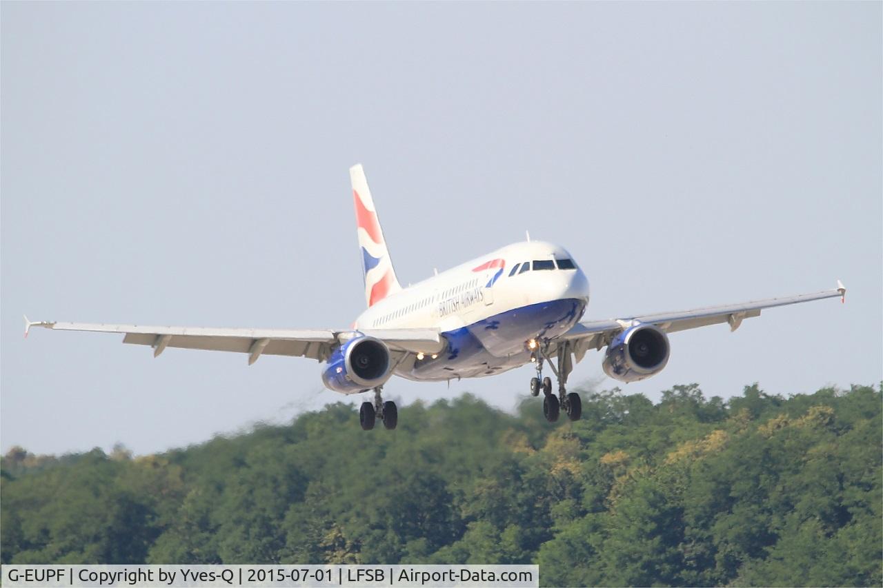 G-EUPF, 2000 Airbus A319-131 C/N 1197, Airbus A319-131, On final rwy 15, Bâle-Mulhouse-Fribourg airport (LFSB-BSL)