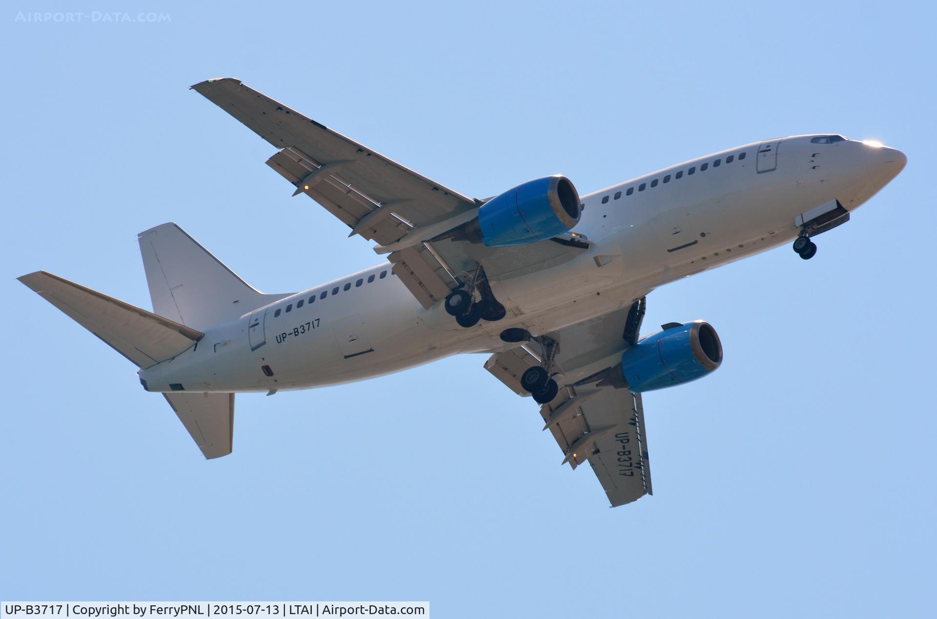 UP-B3717, 1990 Boeing 737-322 C/N 24664, Sunkar Air B733 over the coast in AYT