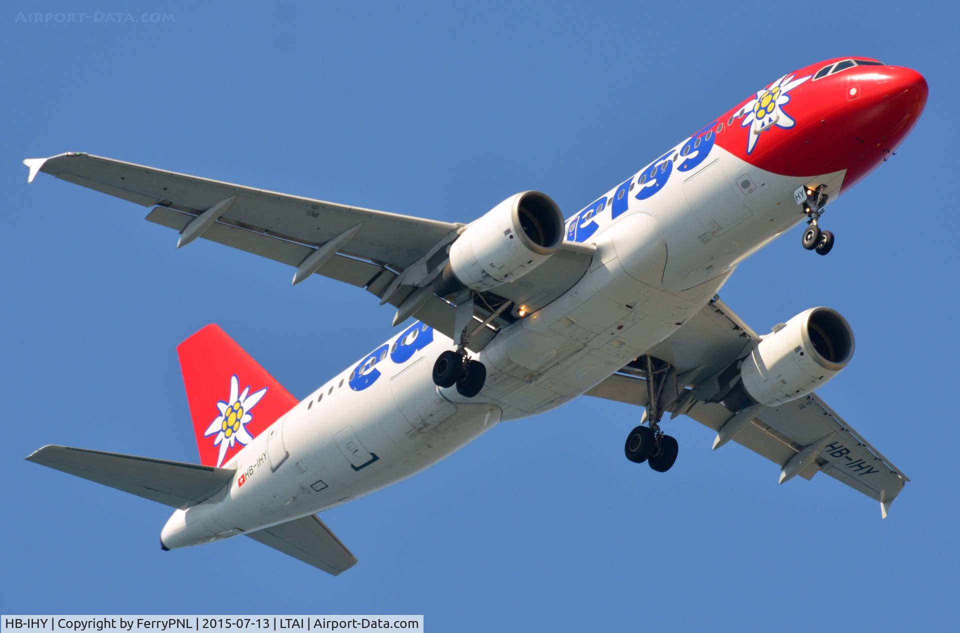 HB-IHY, 1998 Airbus A320-214 C/N 947, Edelweiss A320 over the coast.