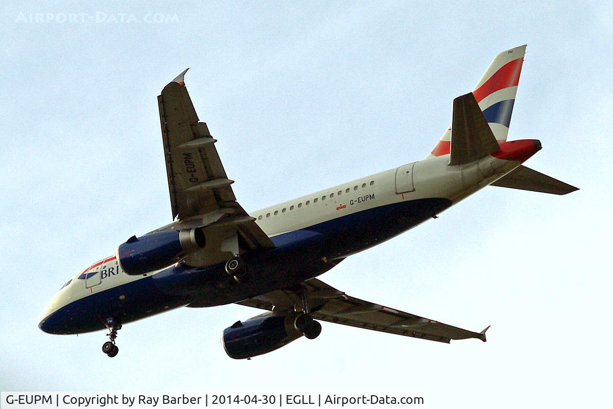 G-EUPM, 2000 Airbus A319-131 C/N 1258, Airbus A319-131 [1258] (British Airways) Home~G 30/04/2014. On approach 27R.