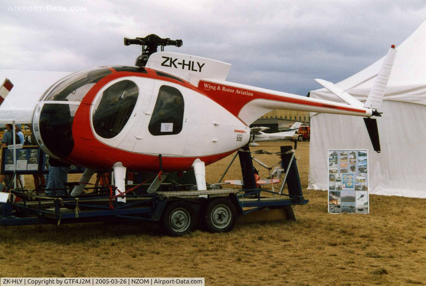 ZK-HLY, Hughes 369HS C/N 330459S, ZK-HLY at Omaka, NZ 26.3.05. now displayed at Ashburton Aircraft Museum