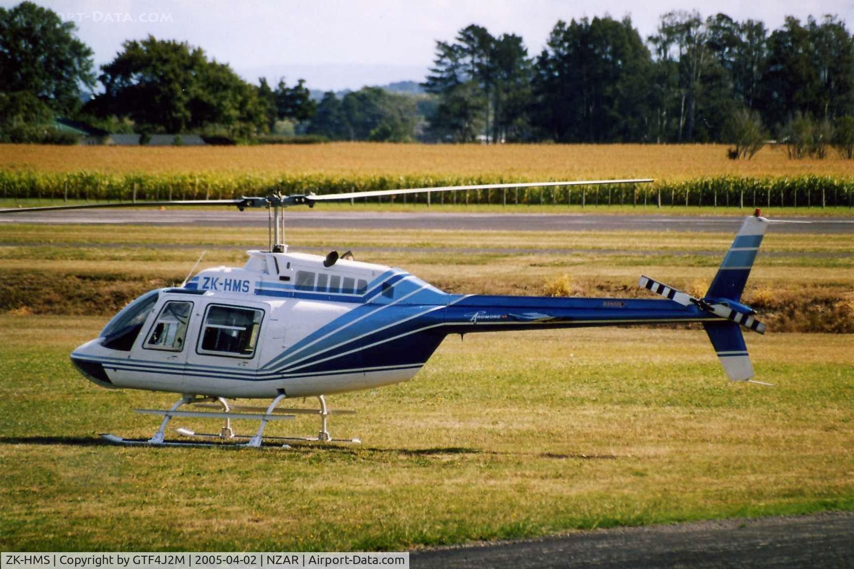 ZK-HMS, Bell 206B JetRanger C/N 3803, ZK-HMS at Ardmore 2.4.05