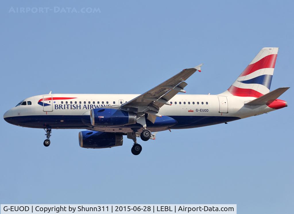 G-EUOD, 2001 Airbus A319-131 C/N 1558, Landing rwy 25R