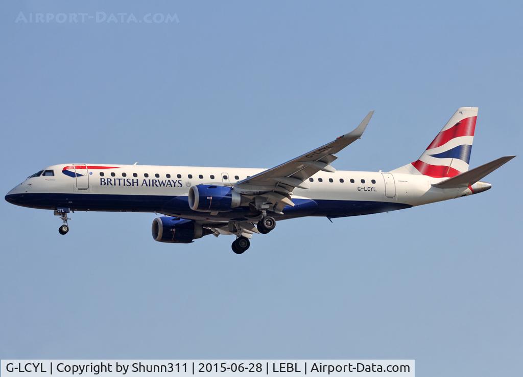 G-LCYL, 2010 Embraer 190SR (ERJ-190-100SR) C/N 19000346, Landing rwy 25R