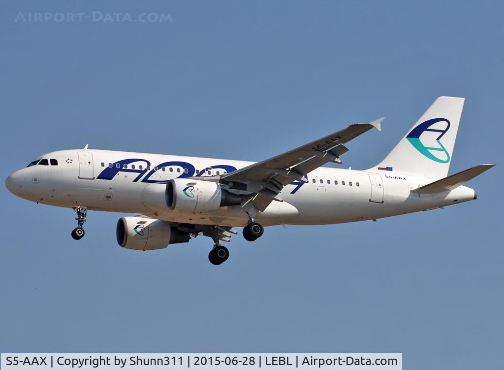 S5-AAX, 1999 Airbus A319-111 C/N 1000, Landing rwy 25R