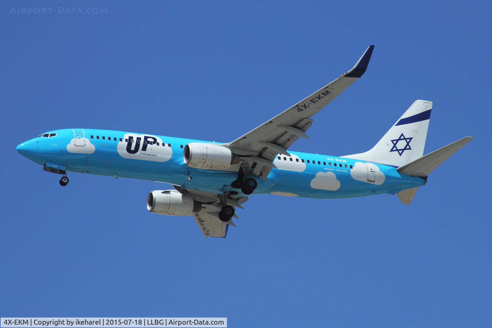 4X-EKM, 2000 Boeing 737-804 C/N 30465, Landing from Karpathos, Greece, on runway 30.