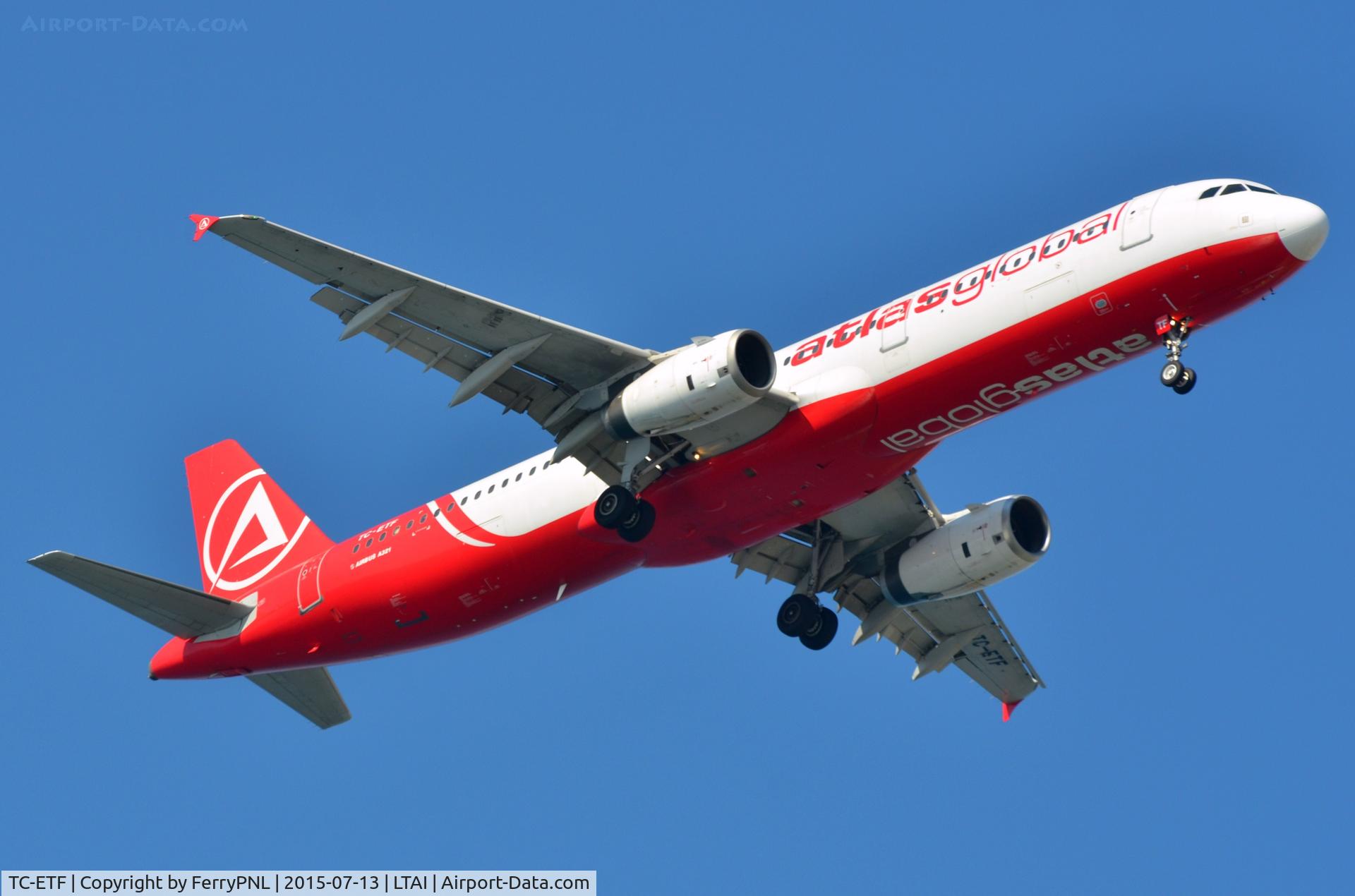 TC-ETF, 2001 Airbus A321-231 C/N 1438, Atlas Global A321 arriving