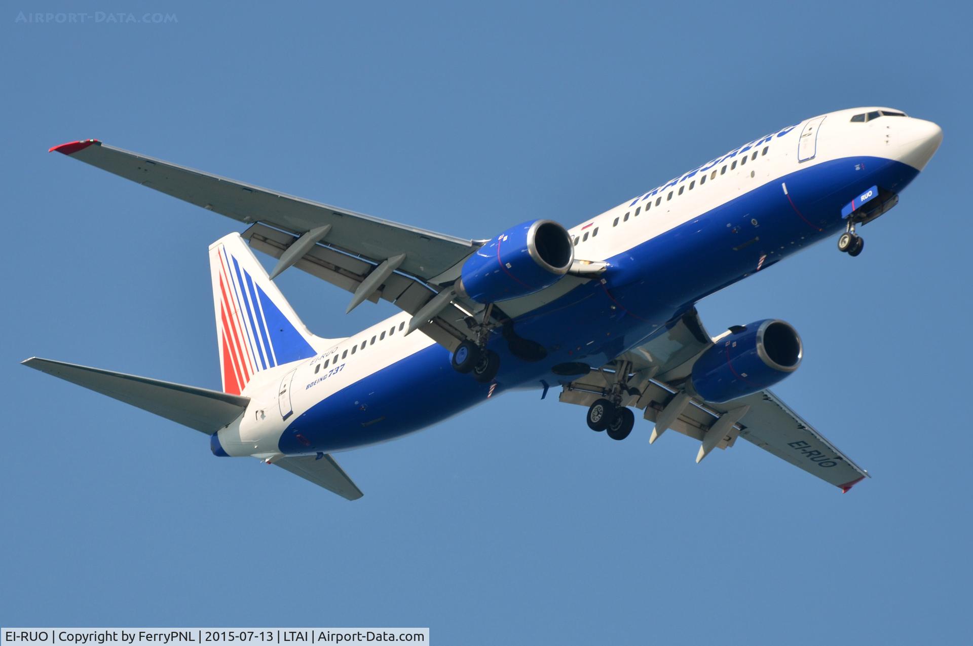 EI-RUO, 2006 Boeing 737-808 C/N 34703, Transaero B738 passing the Turkish coast inbound AYT
