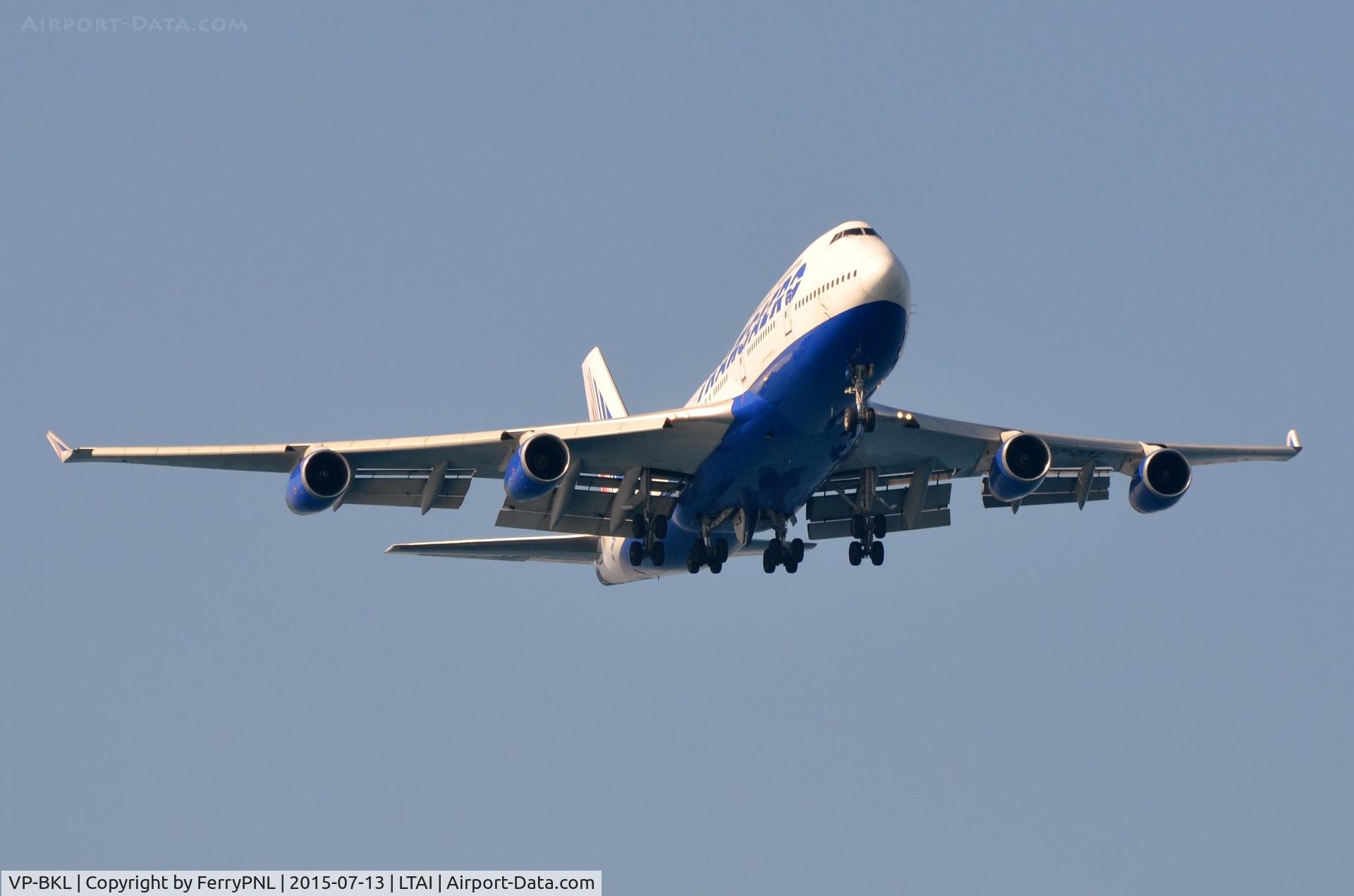 VP-BKL, 1998 Boeing 747-444 C/N 28468, Transaero B744 approaching
