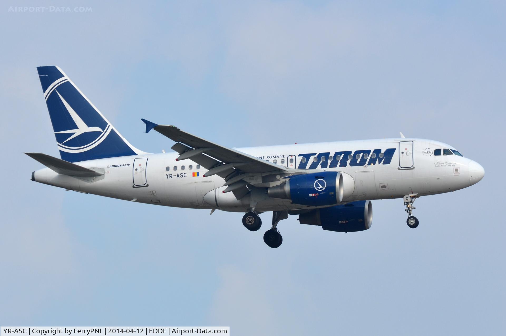 YR-ASC, 2007 Airbus A318-121 C/N 3220, Tarom A318 landing.
