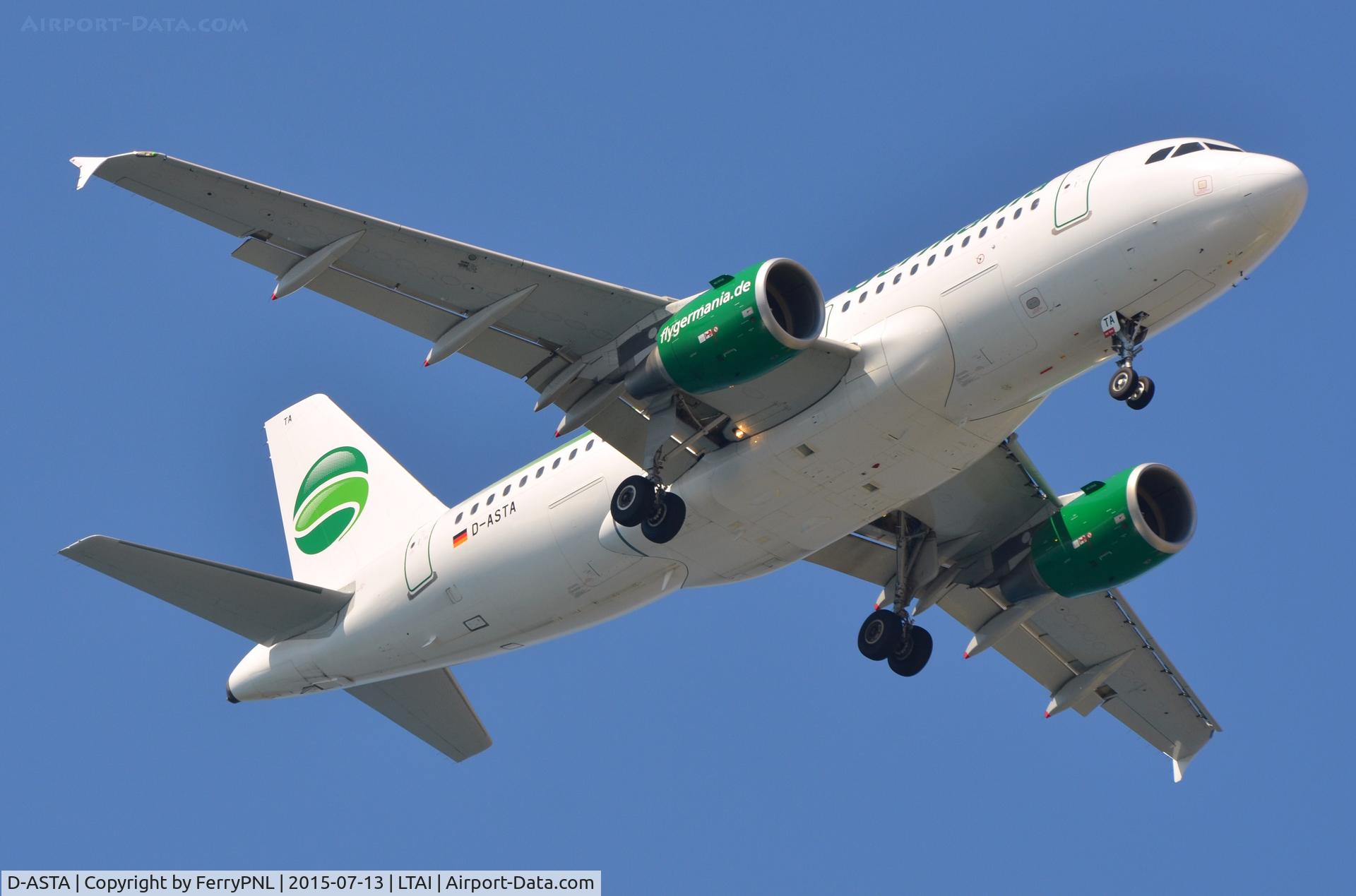 D-ASTA, 2011 Airbus A319-112 C/N 4663, Germania A319 arriving.