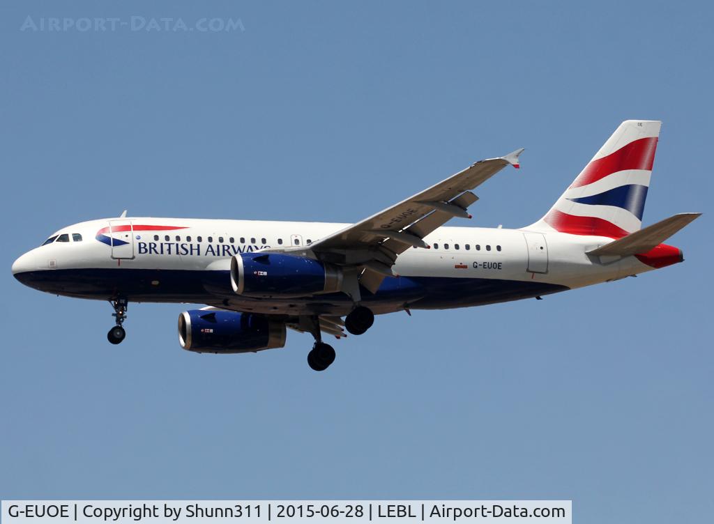 G-EUOE, 2001 Airbus A319-131 C/N 1574, Landing rwy 25R