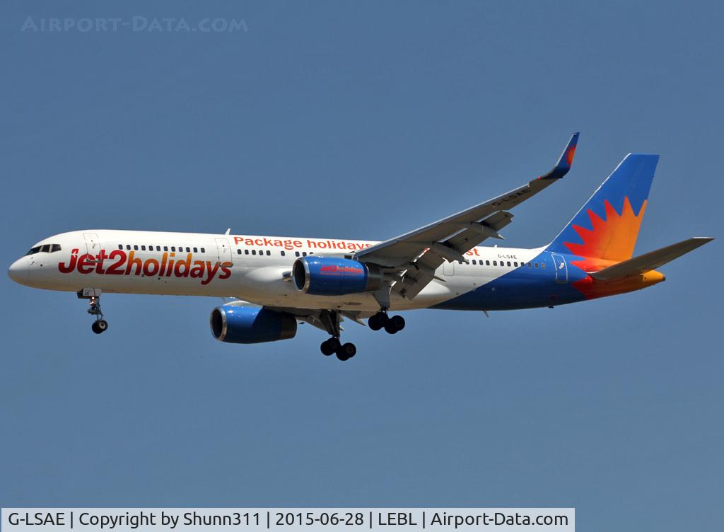 G-LSAE, 1988 Boeing 757-27B C/N 24135, Landing rwy 25R in Jet2 Holidays c/s