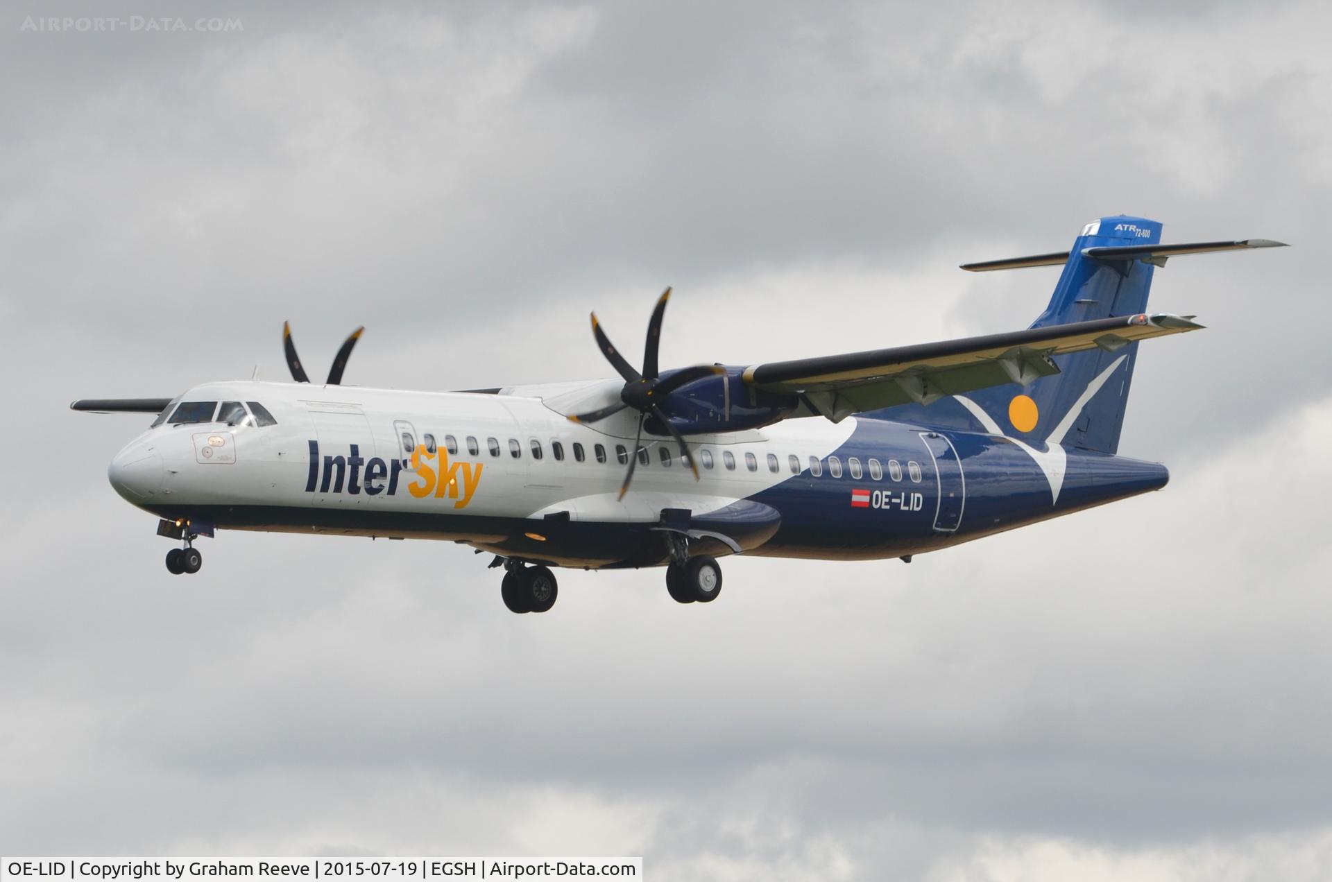 OE-LID, 2013 ATR 72-600 C/N 1042, About to land at Norwich.