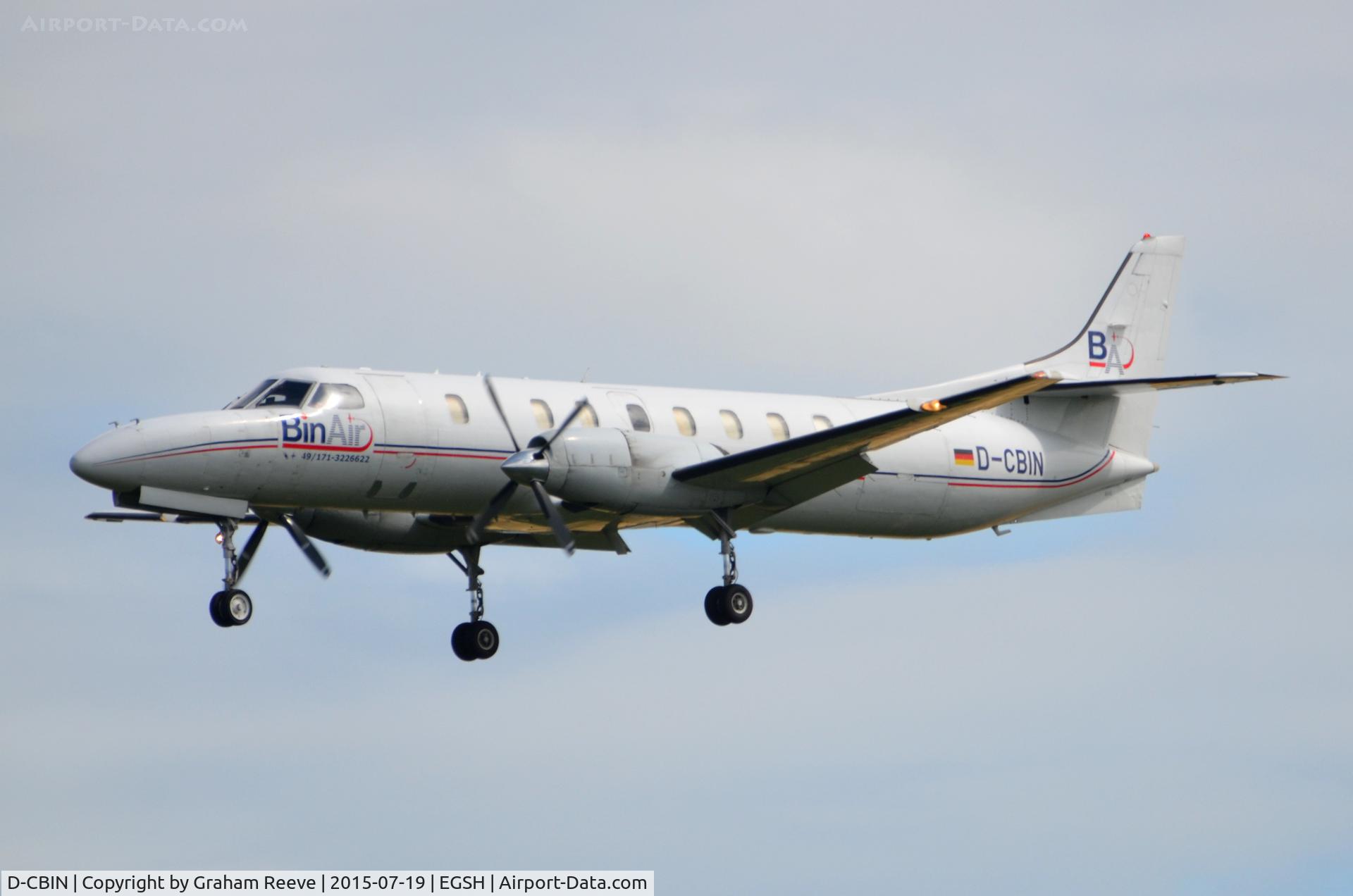 D-CBIN, Swearingen SA-227AT Merlin IVC C/N AT-440B, Landing at Norwich.
