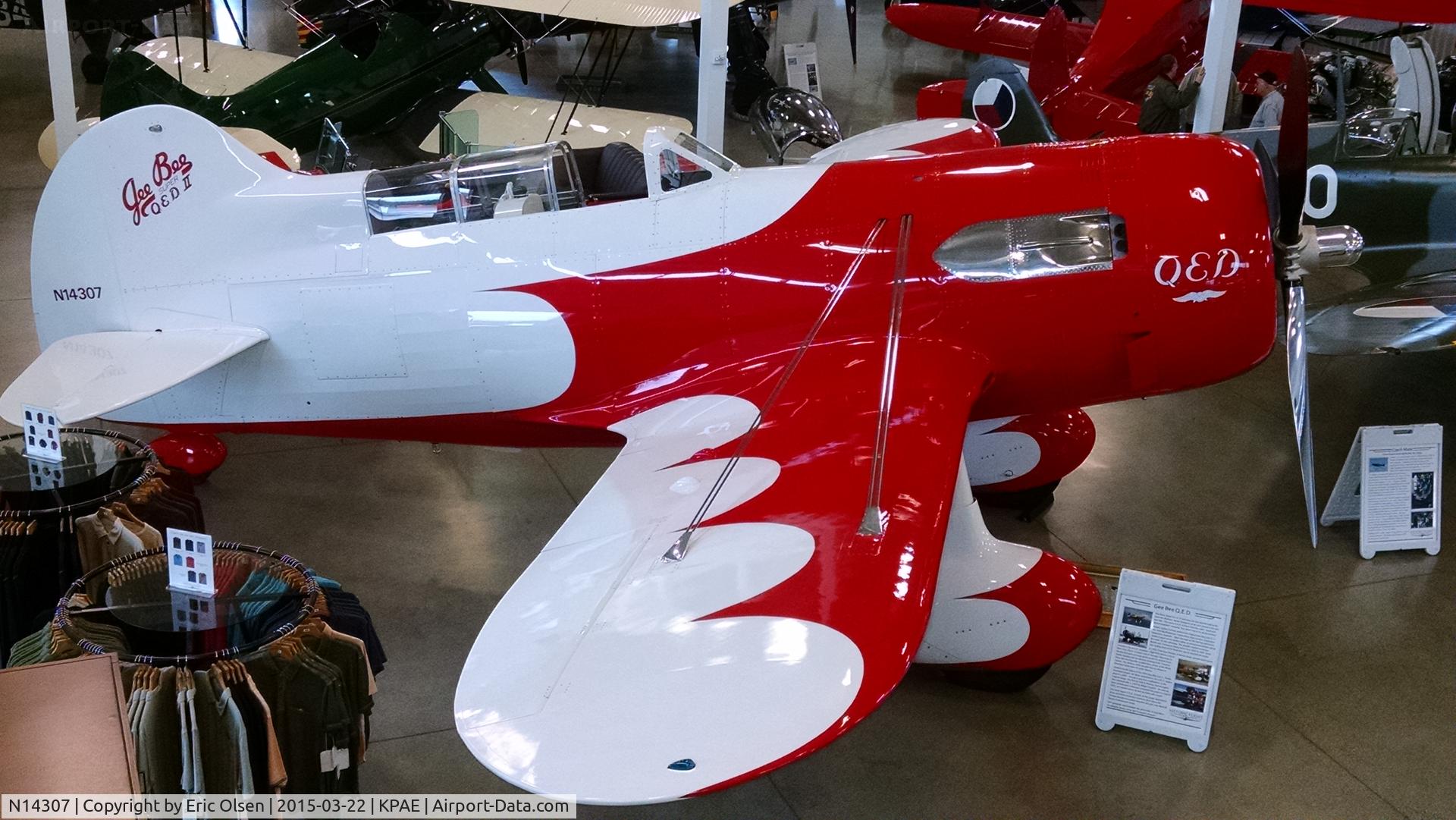 N14307, 2013 Granville Brothers Gee Bee Sportster Replica C/N 1 (N14307), Gee Bee QED replica built by Jim Moss at the Historic Flight Foundation. This is 1 of 5 aircraft built by Jim Moss.