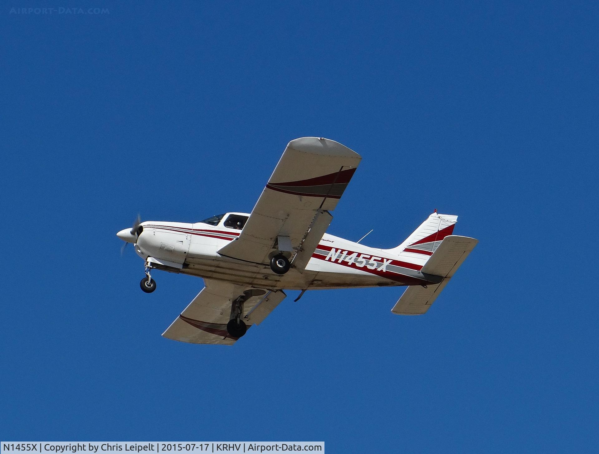 N1455X, 1975 Piper PA-28R-200 Cherokee Arrow C/N 28R-7535285, A locally based 1975 Piper Cherokee going around after being a little high on the approach for 13L at Reid Hillview Airport, CA.
