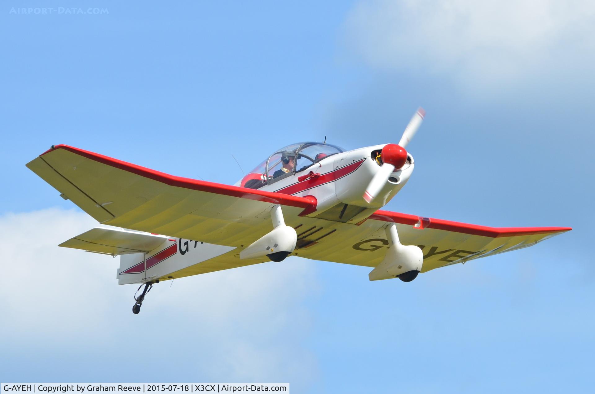 G-AYEH, 1963 SAN Jodel DR-1050 Ambassadeur C/N 455, Departing from Northrepps.