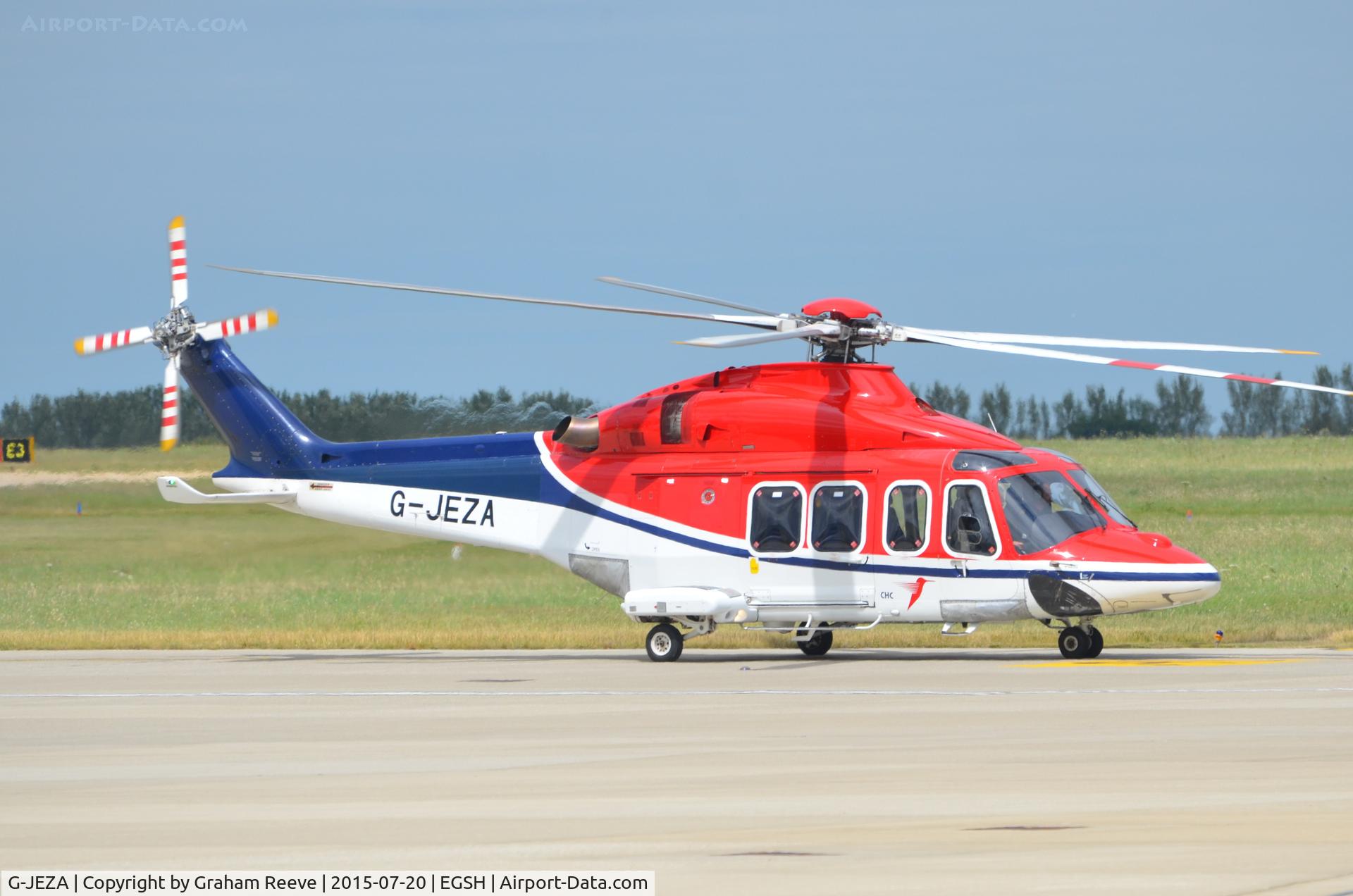 G-JEZA, 2009 AgustaWestland AW-139 C/N 31255, Departing from Norwich.
