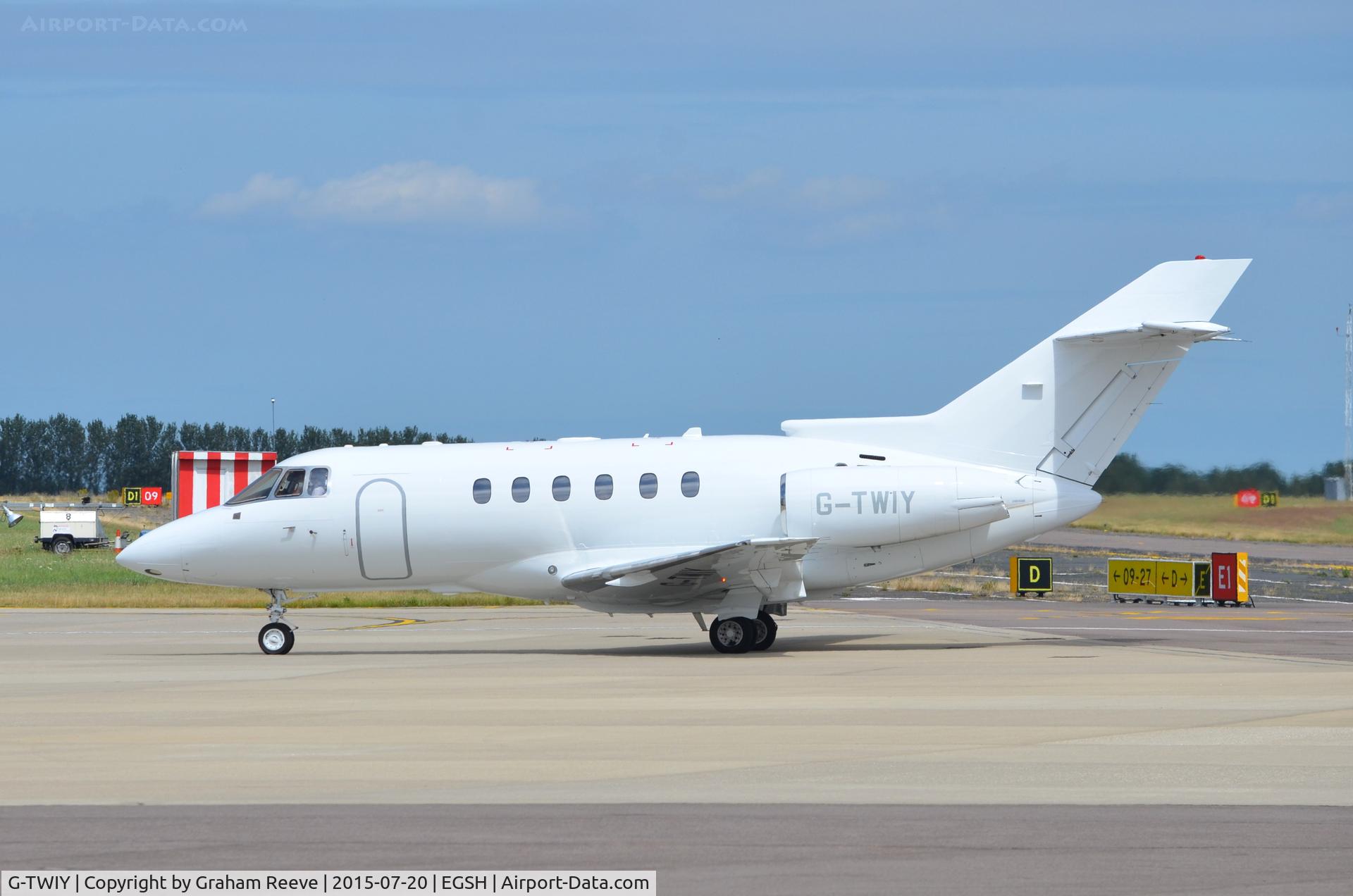 G-TWIY, 2008 Hawker 750 C/N HB-14, Just landed at Norwich.
